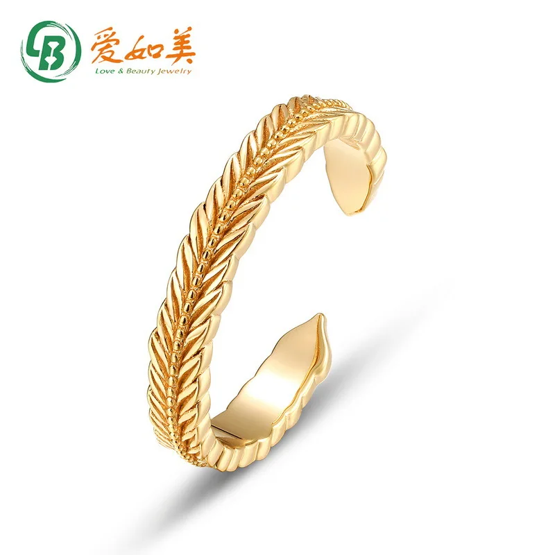 

Vintage Luxury Exquisite Feather Ring 18K Gold PT950 Platinum Silver Plated 7-Layer Gold Ring Valentine's Day Gift