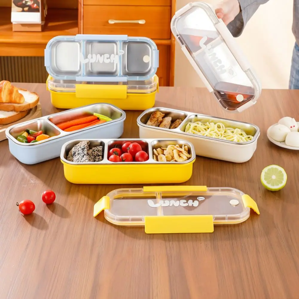 High Quality 304 Stainless Steel Lunch Box Leakproof Food Storage Container Divided Box With Cutlery For Office Picnic