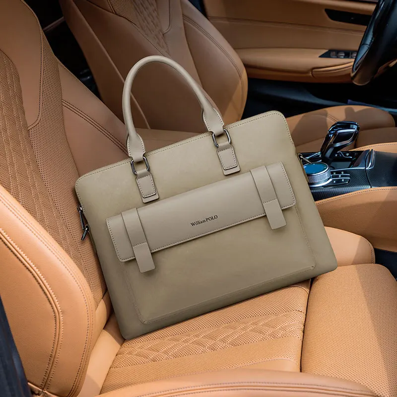 Briefcase Business Commuter Versatile Handbag Document Single Shoulder Crossbody Men's Luxury Brand Men Bags Messenger Leather