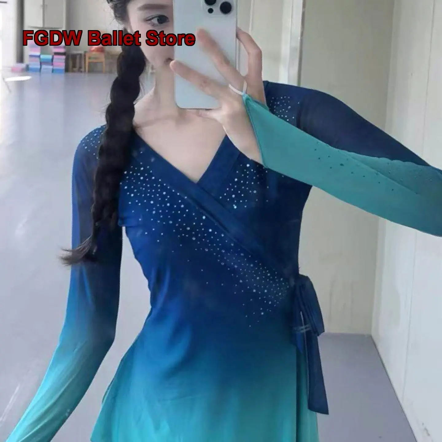 Women's North Film Academy "A Big River" Same Style Gauze Dress Classical Basic Training Folk Dance Art Exam Class Top