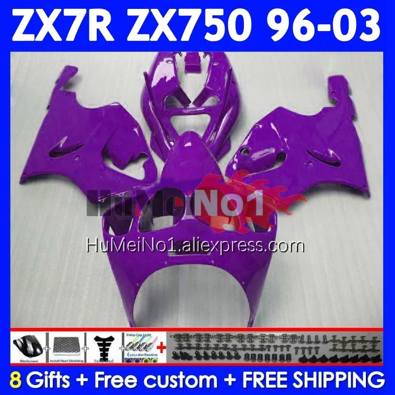 Body Kit For KAWASAKI NINJA ZX 7R 7 R 750 ZX-750 210No.154 ZX750 ZX-7R ZX7R 96 97 98 99 2000 2001 2002 2003 ALL Purple Fairing