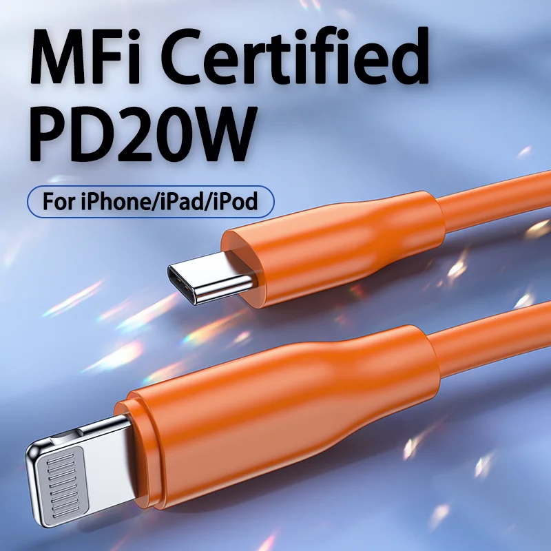 MFi 20W PD Type C to Lightning 2.4A USB to Lightning Fast Charging for iPhone 14 13 12 11 Pro Max X XS Phone Charger USB C Cable