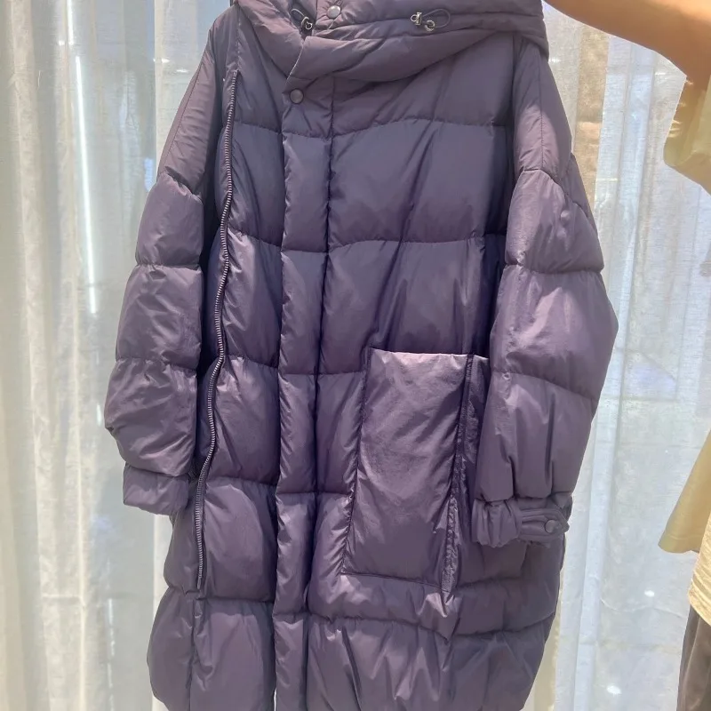 Chaqueta de plumón con capucha para mujer, abrigo versátil de longitud media, Parkas gruesas y cálidas de talla grande, novedad de 2023