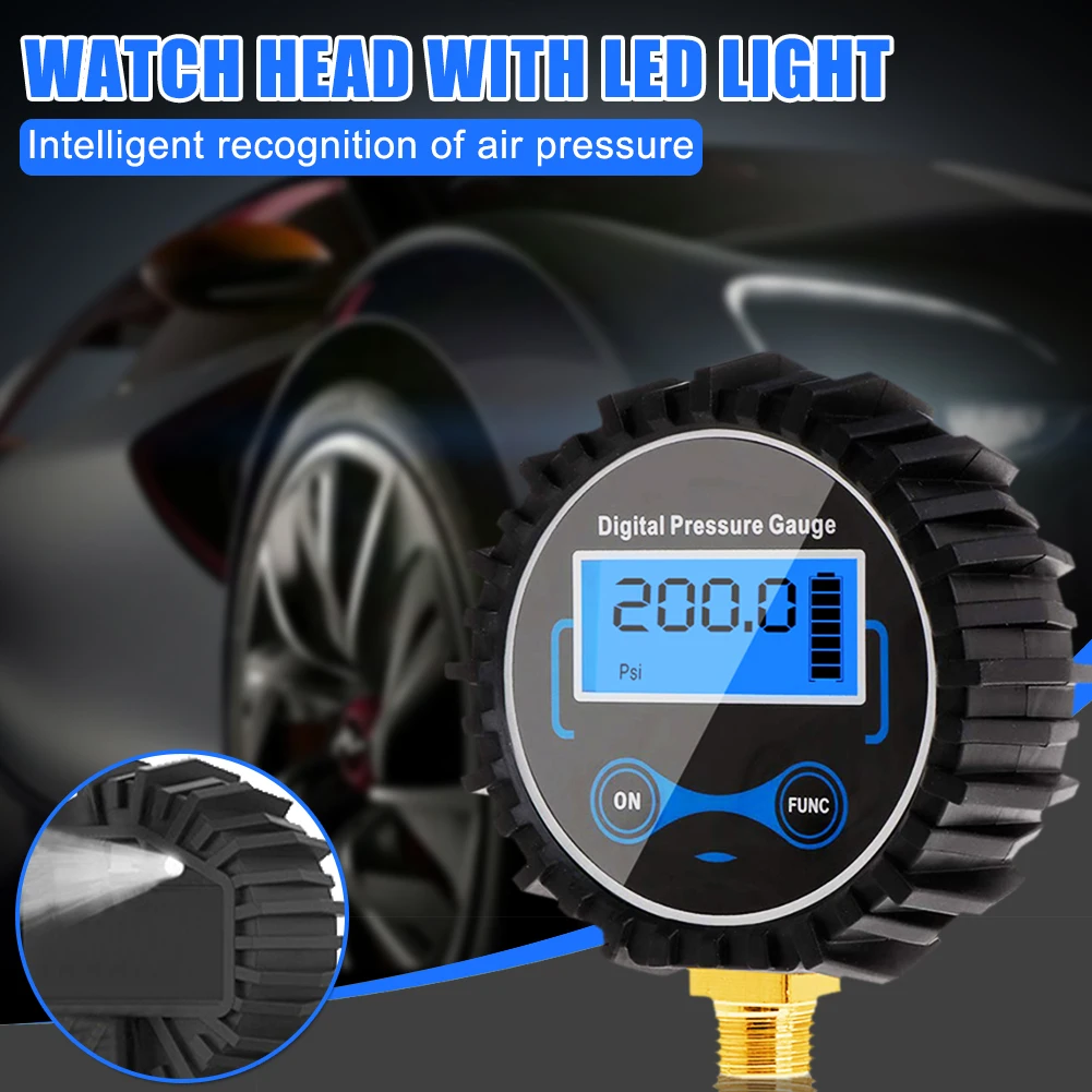 Professional Tire Digital Pressure Gauge LCD Large Screen Display Digital Pressure Gauge Car Bike Motorcycle Tyre Detect Tool