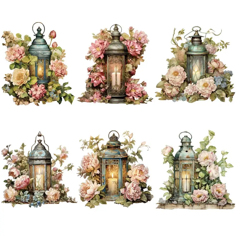 Floral Lantern Iron-on Transfer For Clothing DIY A-Level Washable T-shirts Thermal Stickers Retro Chic Design Patches Appliqued