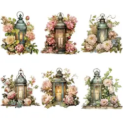 Floral Lantern Iron-on Transfer For Clothing DIY A-Level Washable T-shirts Thermal Stickers Retro Chic Design Patches Appliqued