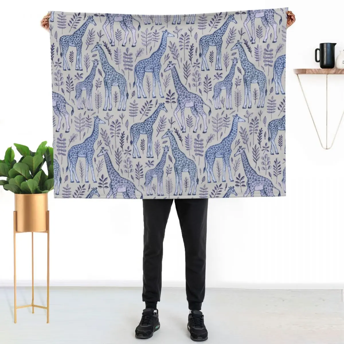 Blue Giraffe Pattern Throw Blanket christmas gifts Soft Beds Softest Polar warm winter warm for winter Blankets