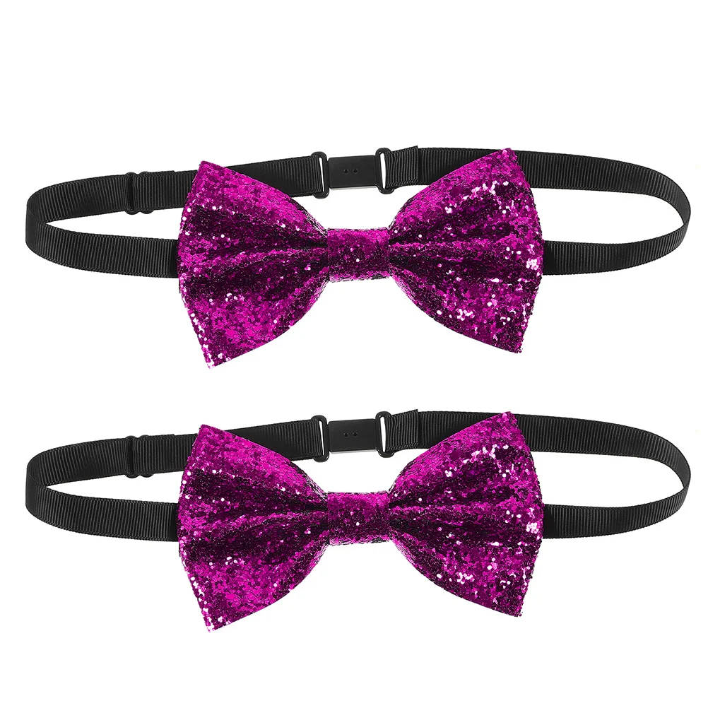 

2Pcs Adjustable Sequin Glitter Bow Ties Pre-Tied Sparkling Bowtie Men Women Wedding Formal Party Sequin Tie Birthday Hair Bow