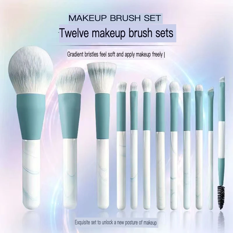 12 Clear sky makeup brush set super soft hair dot paint brush bag