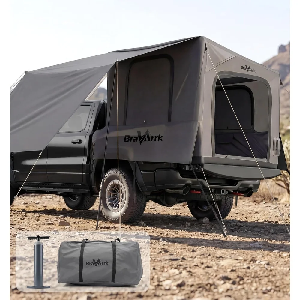 Inflatable Truck Bed Tent with Detachable Zippered Awning