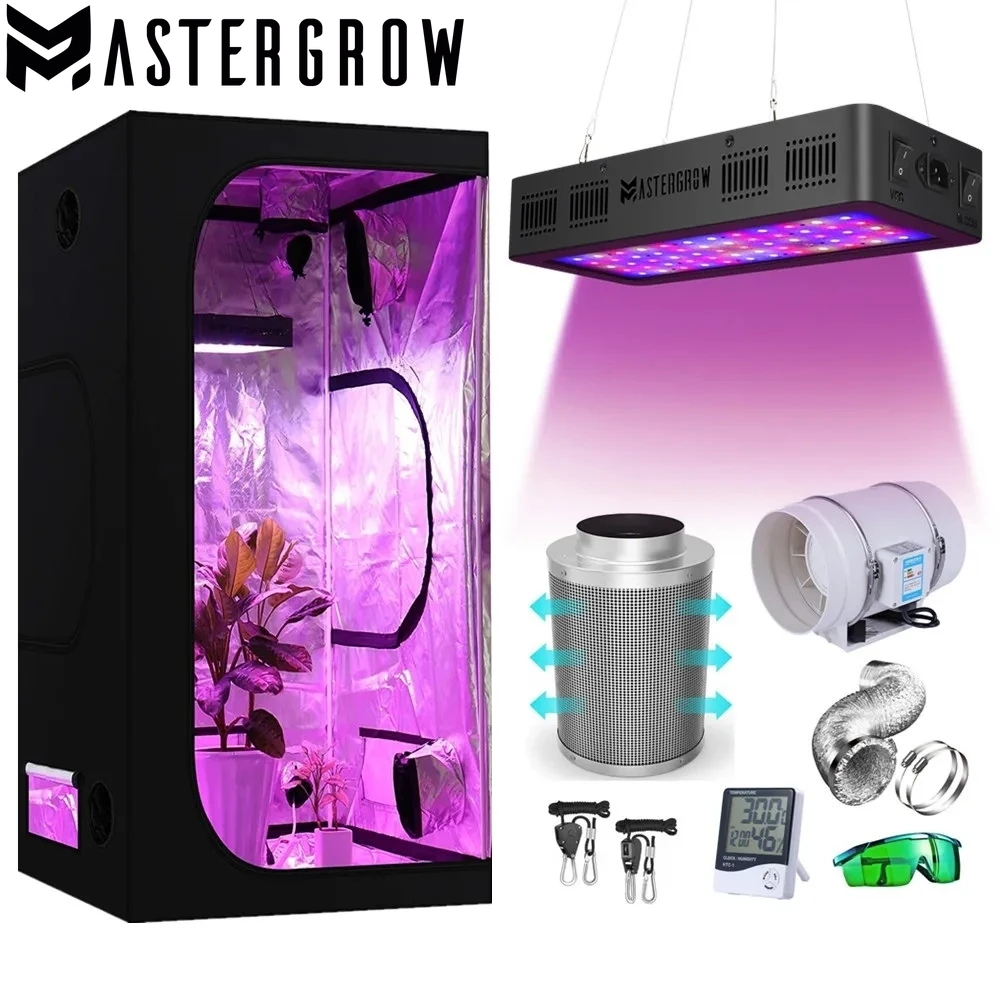 

Полный комплект палатки для выращивания, 2000 Вт, светодиодный светильник для выращивания + комбинированный угольный фильтр 4 "/5"/6", коробка для выращивания нескольких размеров для системы гидропонного выращивания