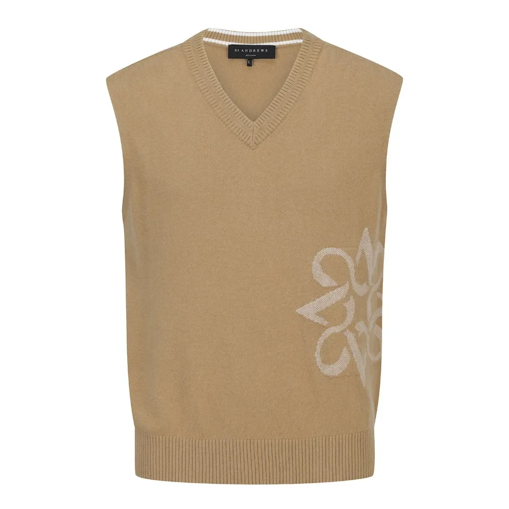 ST ANDREWS Trendy Men's V-neck Knitted Vest! Luxury Taste, High-end Fabrics, Golf, Taste and Fashion, New Style!