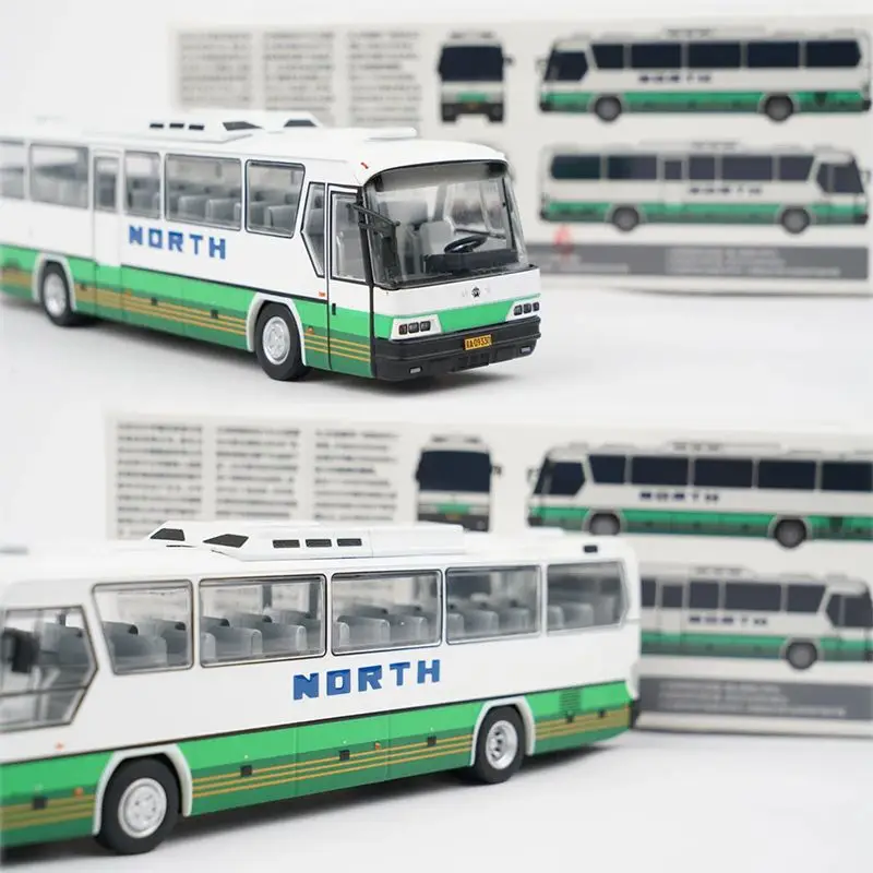 1:64 Car Model Bus Simulation Metal MINIgt North BFC6120 Luxury Tourist Bus Green Pull Flower Bus Model