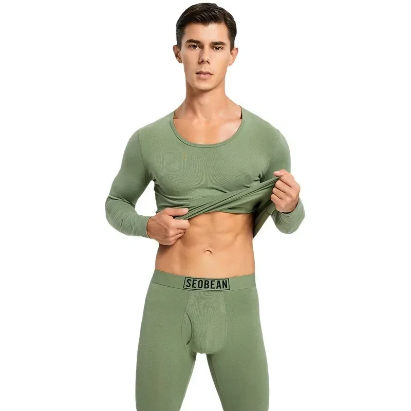 

Men's Thermal Underwear Set Cotton Autumn Long Johns Tops Bottoms 2-Piece Set Soft Comfortable Base Layer Lightweight Loungewear