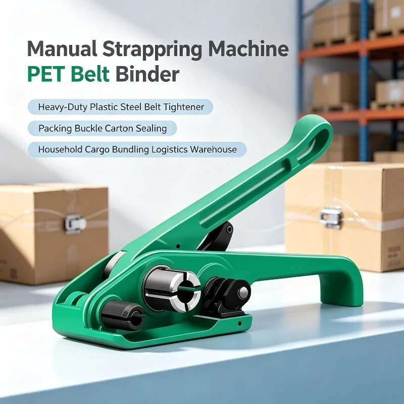 Manual Strapping Machine, Heavy-Duty PET Plastic Steel Belt Binder with Tightener and Buckle for Household Packing