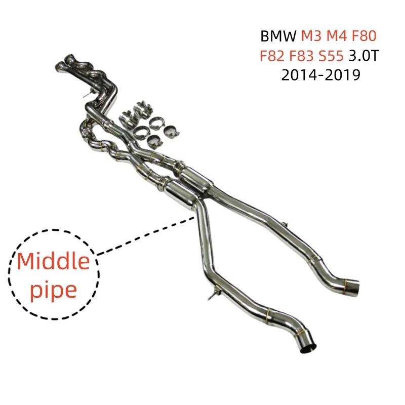 For BMW M3 M4 F80 F82 F83 S55 3.0T 2014-2019 High quality Equal length Mid pipe Stainless Steel Car Exhaust System