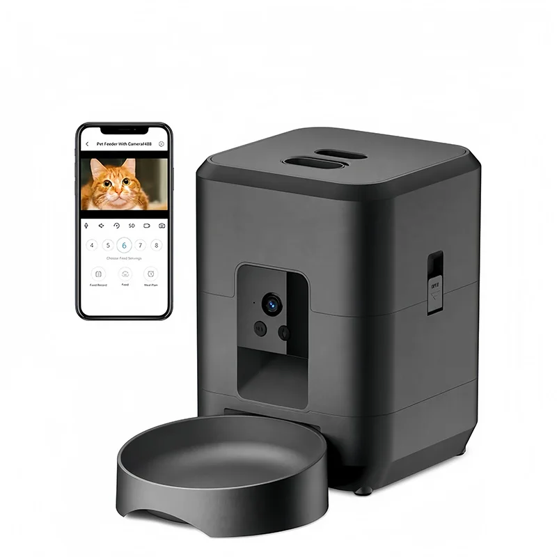 2L Smart Automatic Pet Feeder With Camera WiFi App 8 Cup Cat Dog Food Dispenser Two Way Talk Dual Power Supply