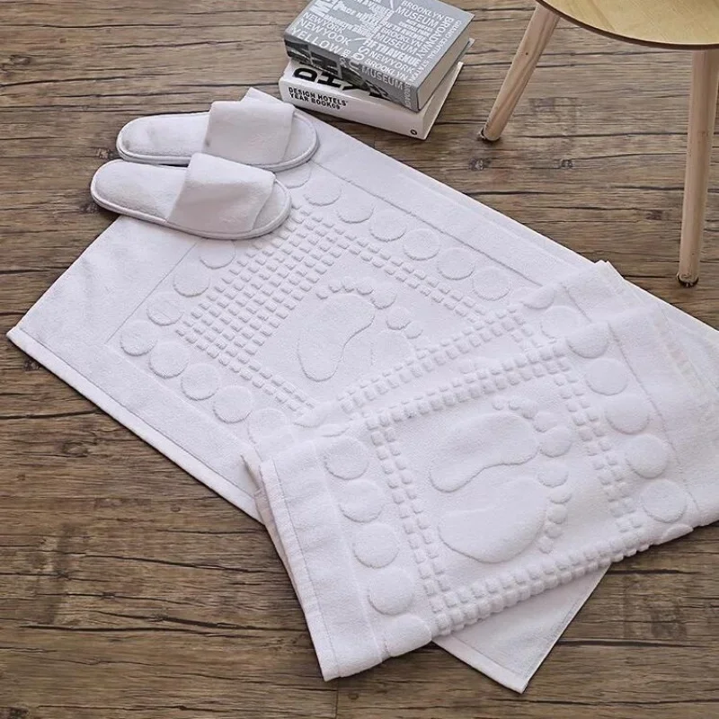 2026 Badezimmer-Bodenmatte Weiß Fußmatte für Duschraum Verdickte Reine Baumwolle Rutschfest Weich für Zuhause Hotel Badewanne Handtuch 50*80cm