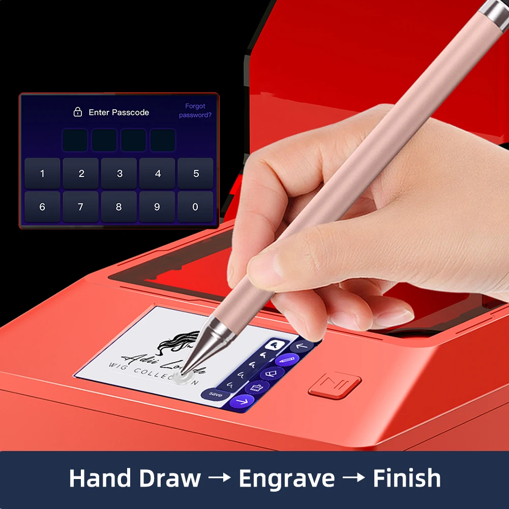 터치스크린과 보호 케이스가 있는 UMW 휴대용 지능형 레이저 조각기