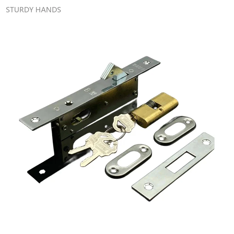 1 set of stainless steel aluminum alloy lock sliding door hook lock iron gate plastic steel door hook lock Including key