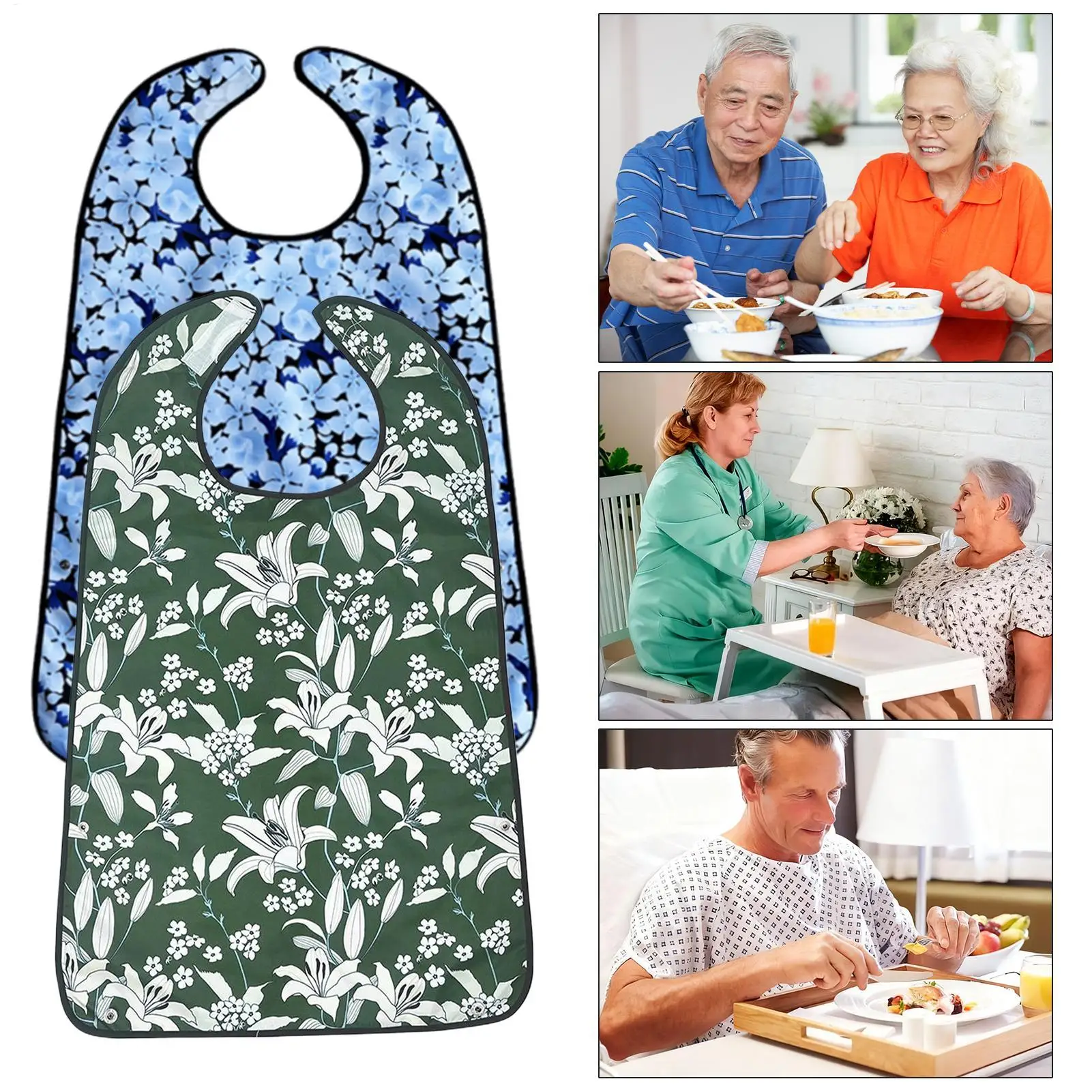 

Нагрудники для взрослых для мужчин, 2 предмета, двухслойные водонепроницаемые нагрудники, моющаяся многоразовая защита для одежды для пожилых людей, ухода за столовой и кормлением