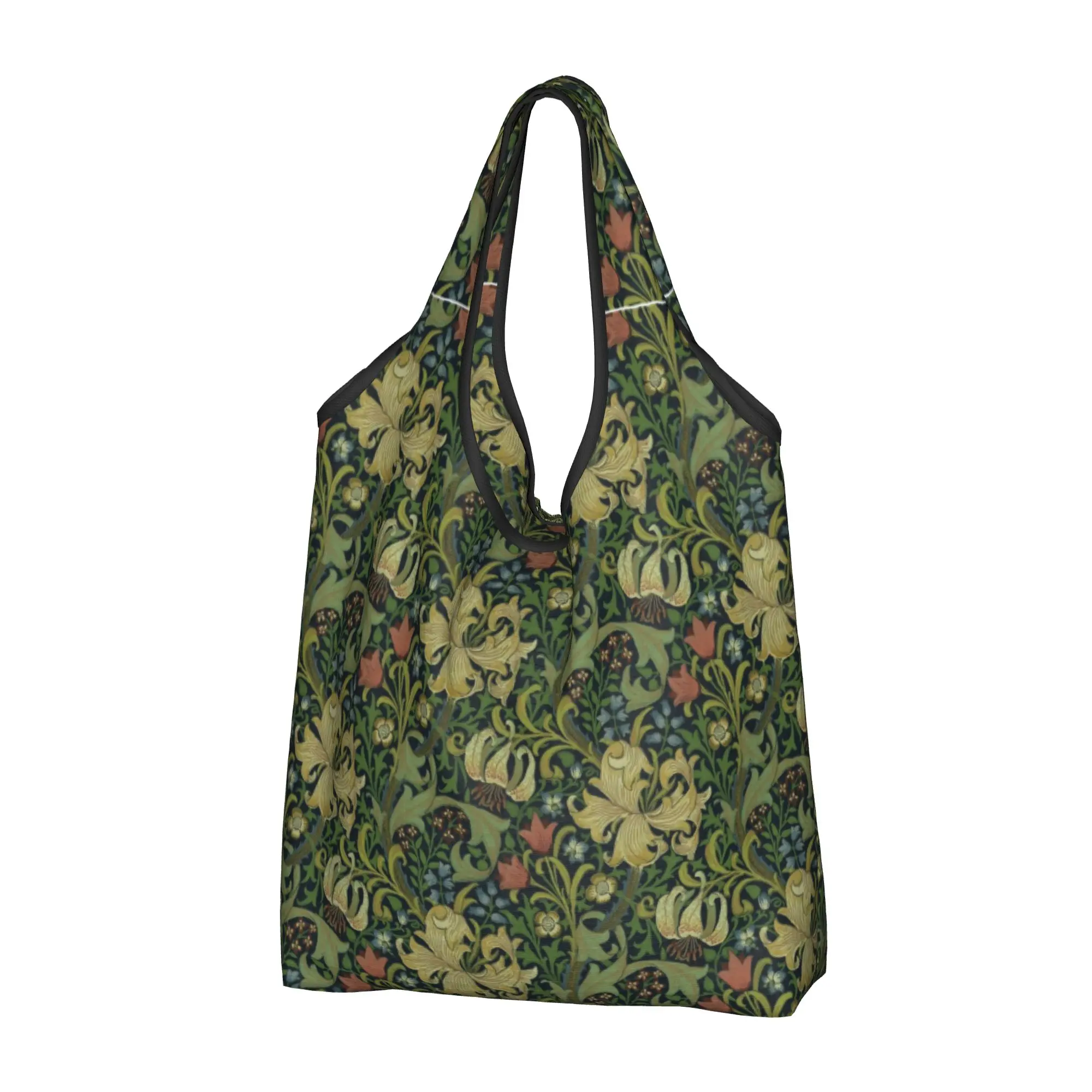 Custom William Morris Company Shopping Bags Women Portable Big Capacity Grocery Floral Textile Pattern Shopper Tote Bags
