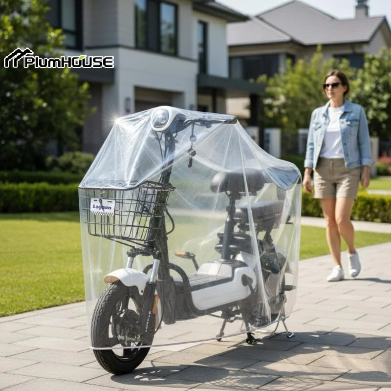 Motorcycle Cover Thickened Transparent Protective Cover All Seasons Outdoor Waterproof Bicycle Scooter Rain Dust Cover