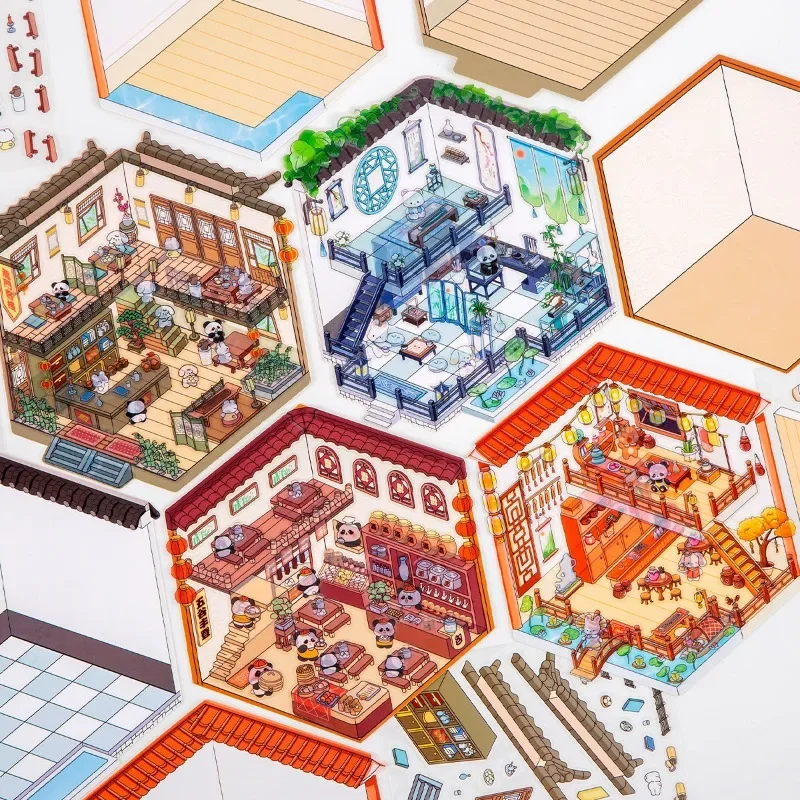 3D Diy Creative Pet Cartoon Sticker Miniature Landscraping Scenes Decora Stress Relief Sticker Toy for Adult Children Waterproof