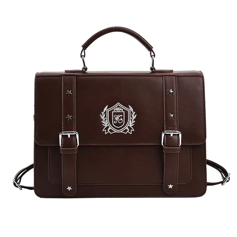 Women PU Backpack Japanese Student Schoolbag Retro Handbag JK Uniform Bag British Messenger Bag Cambridge Bag Y2k Crossbody Bags
