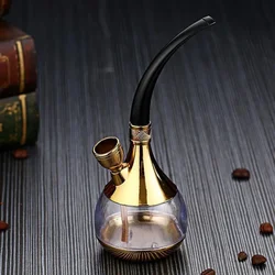 Golden High-Quality Creative Smoking Pipe Aluminum Alloy Remove to Clean Tobacco for hookah Healthy Tar Filtration Hookah Pipe