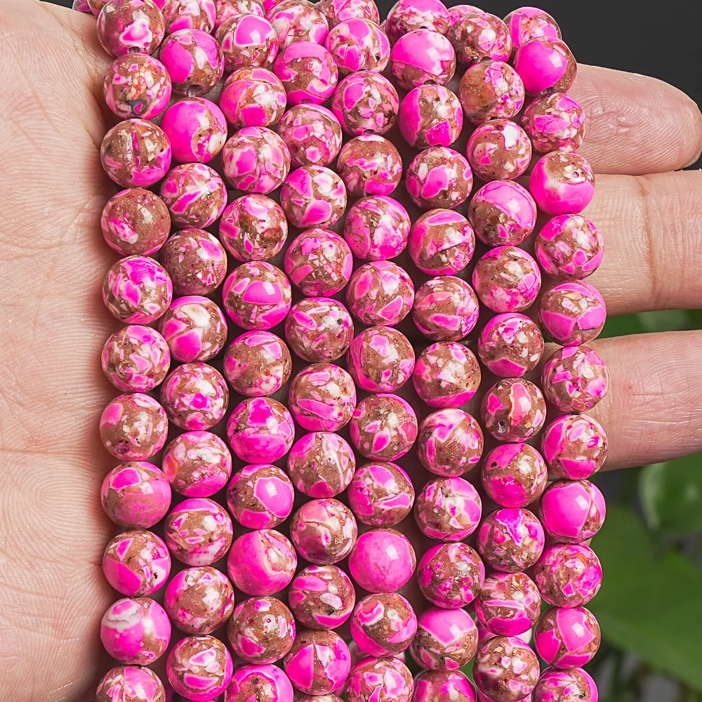 

Natural Stone Beads 8MM Pink Magnesite Round Beads Gemstone Spacer Loose Beads For Jewelry Making Diy Bracelets Accessories