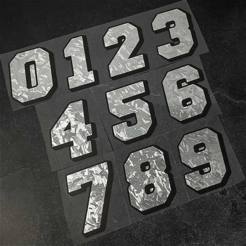 Metallic Silver Racing Number Vinyl Sticker 1PC Waterproof Decal for Motorcycle Fairing Helmet Fender Tank Scooter DIY Decor