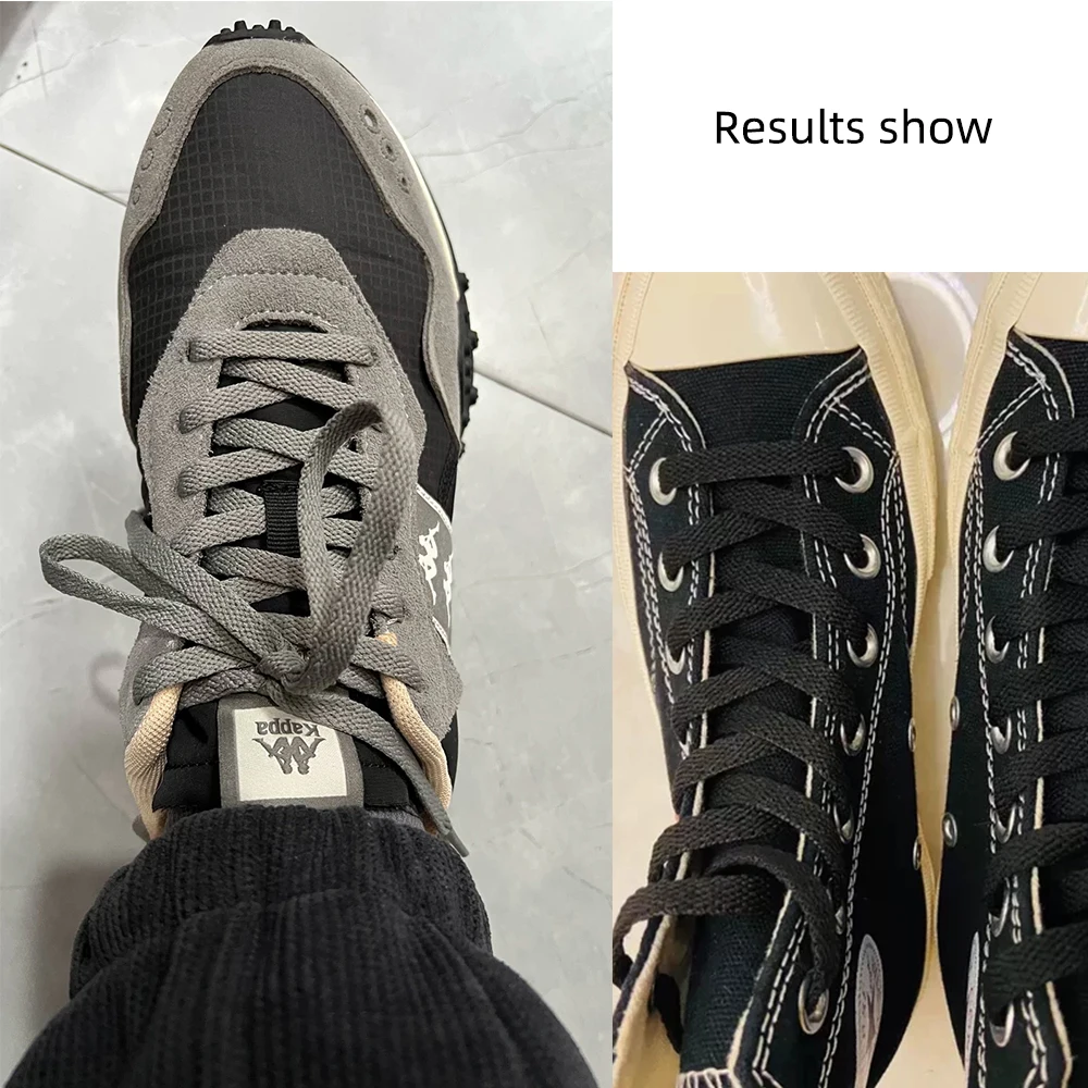 HIBERNI Replacement Shoelaces for Adidas/Nike Sneakers 100-160cm Black/Gray | Durable Flat Laces for Men Women 1pair