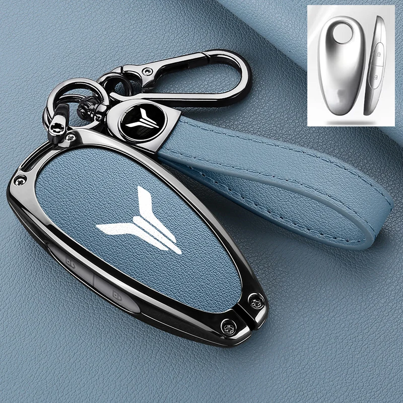 New Zinc Alloy Leather Car Key Cover, For Voyah Free I-Land Dreamer 2022 2023 2024 2025, Protected Keychain Bag, Car Accessories