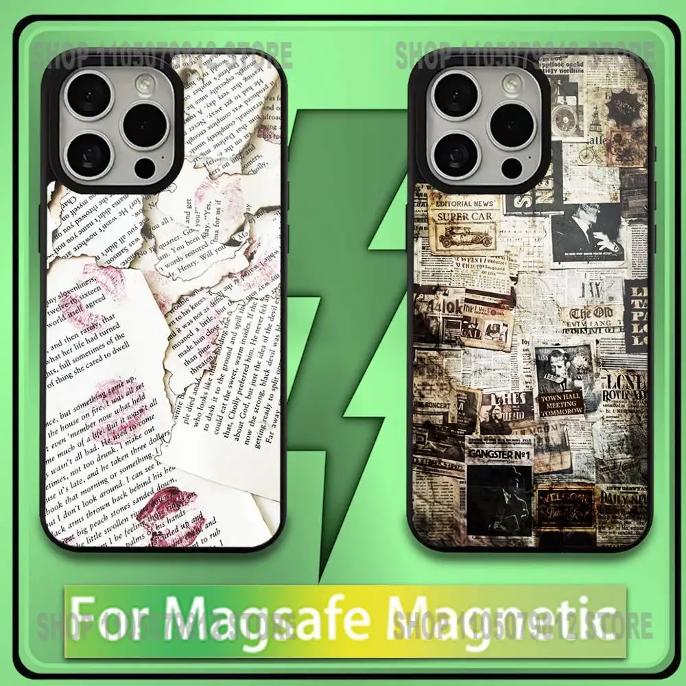 

Old Newspaper Vintage Phone Case For iPhone17,16,15,14,13,12,11,Plus,Pro,Max,Mini Soft Magesafe Magnetic Wireless Charge