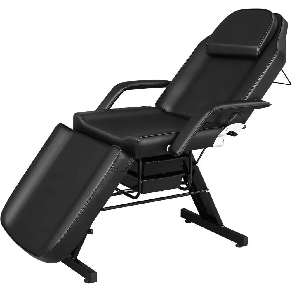 

Massage Salon Tattoo Bed with Beauty Basket,Professional Massage Bed 3 Fold Height Adjustable for Spa Salon Facial Lash Tattoo