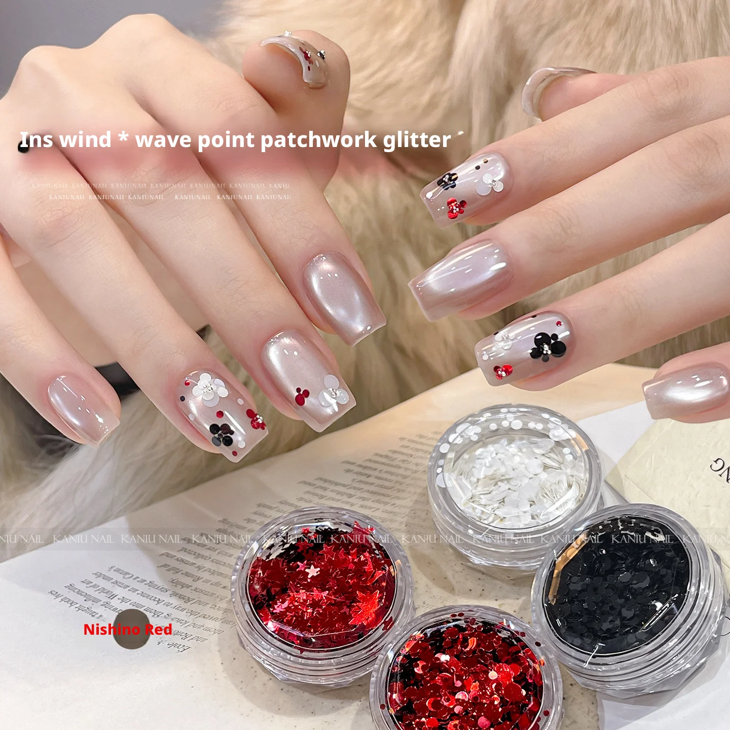 kaniu1 Box Sparkly Red Green Nail Glitter Sequin Star Dot Shape Nail Flake Holographic Nail Art Seqiuns DIY Manicure Accessories