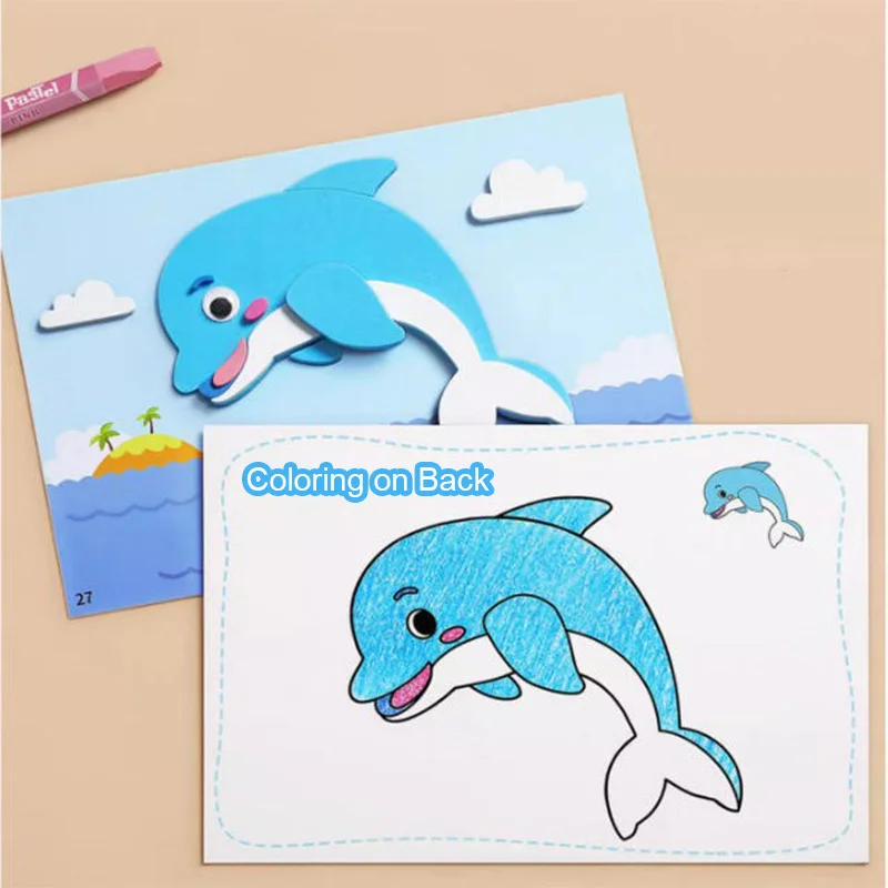 Kit artigianale fai-da-te puzzle adesivo 3D per bambini - Giocattoli educativi per l'addestramento cognitivo precoce per bambini dai 2 ai 6 anni