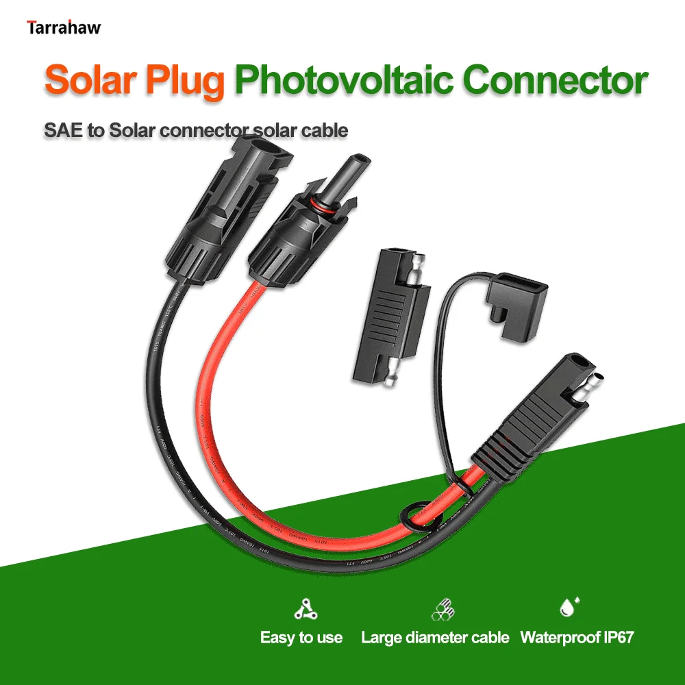 

Solar Connector to Sae Plug 30A Photovoltaic Cable 10AWG Male or Female Vehicle Start Energy Storage Battery Waterproof Plug