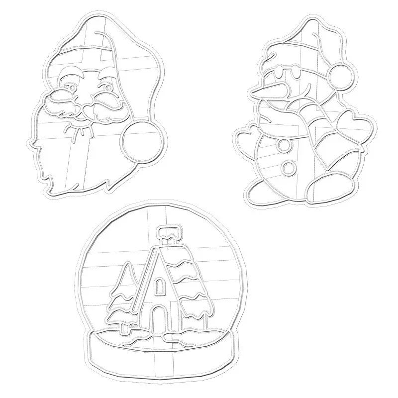 Christmas Cookie Cutter Gingerbread Man Santa Claus Mold Stamp Kids Christmas Party Embosser Biscuit Mould Baking Decor Supplies