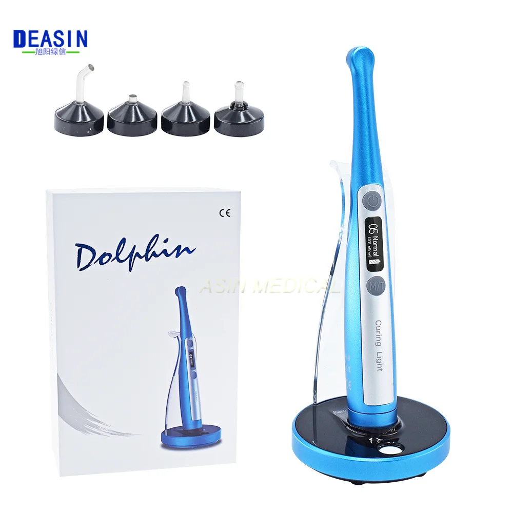 Dental Dolphin Lamp LED Curing Light Wide Spectrum1 Second Metal Body With Caries Detector Built And Meter Max 2600 mW/cm²