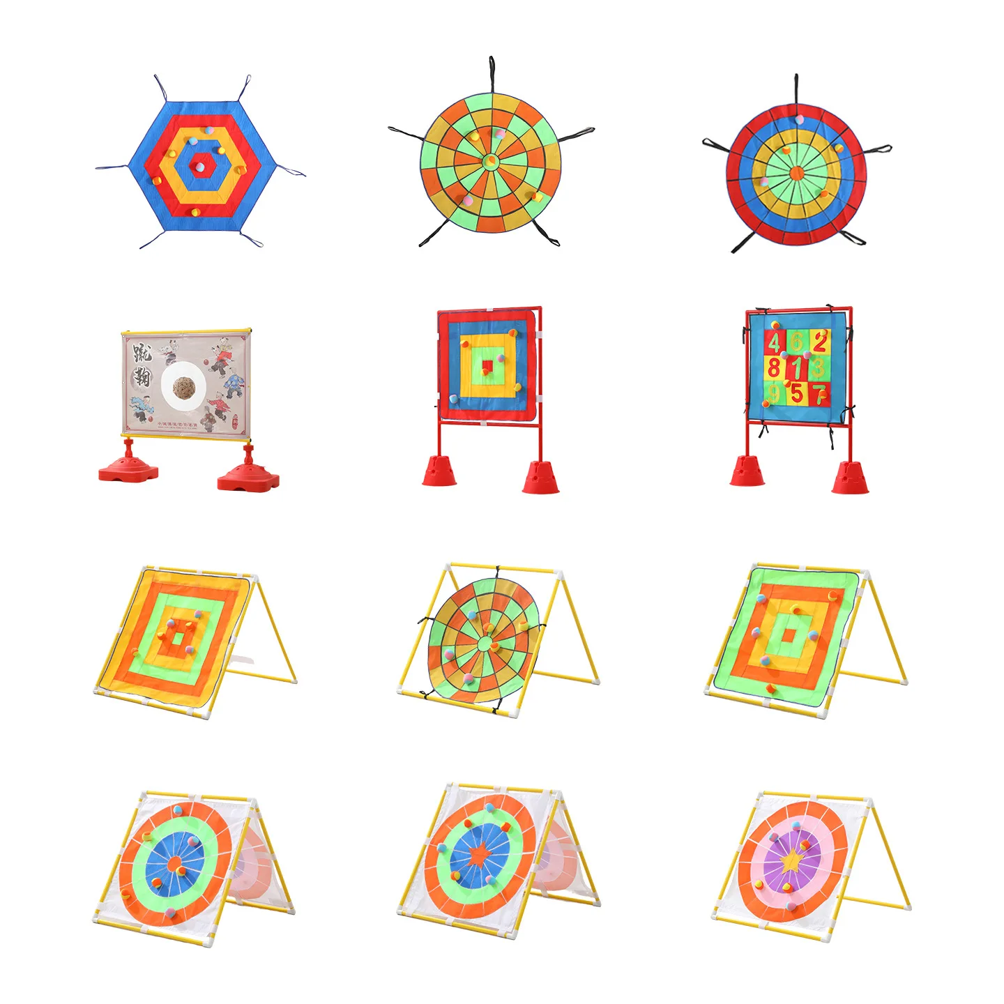 

Dartboard Game Set Round Cloth Dart Board Outdoor Hrowing Sticky Ball Target Toy With 10 Balls for Parent-child Interaction Game