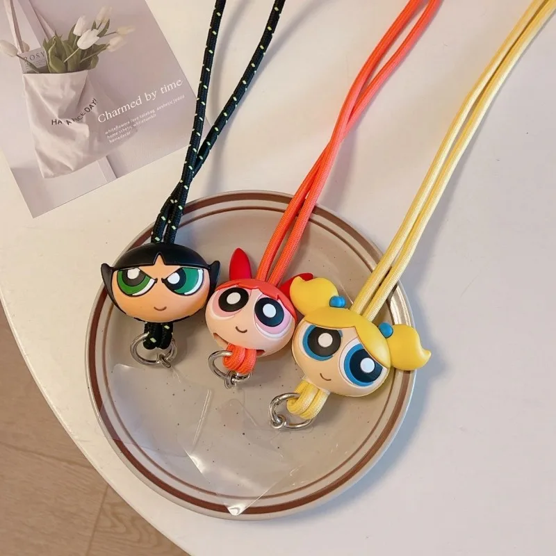 Powerpuff Girls Cartoon Key Phone Lanyard Gym ID Badge Clip Phone Neck Strap DIY Lanyard Girly Heart Simple Pendant Wholesale