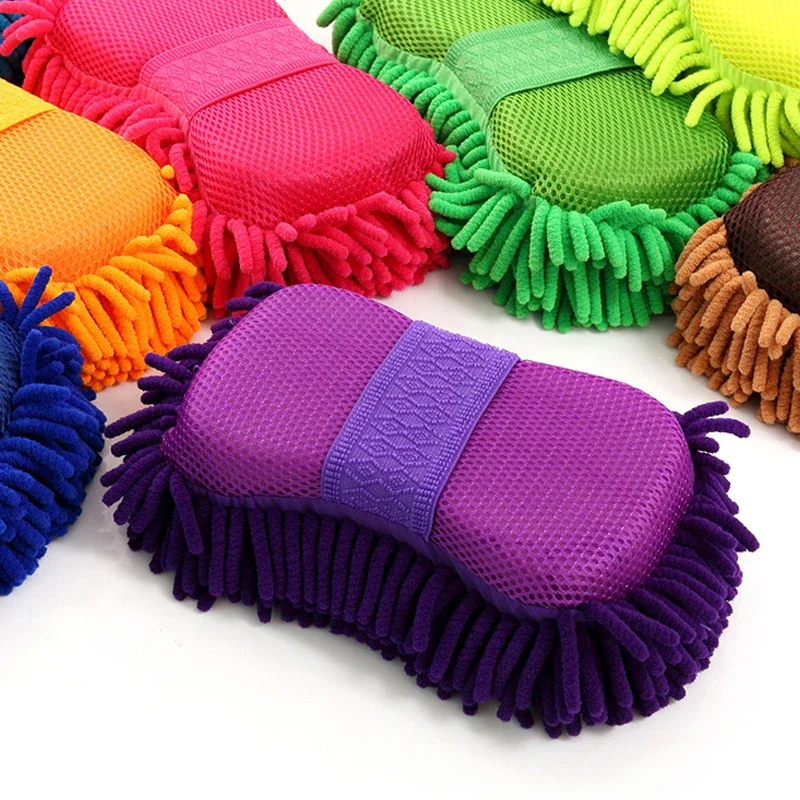 Car Washing Sponge Brush Soft Chenille Microfiber for Car Body Cleaning Water Absorbtion Sponge Brushes Detailing Washer