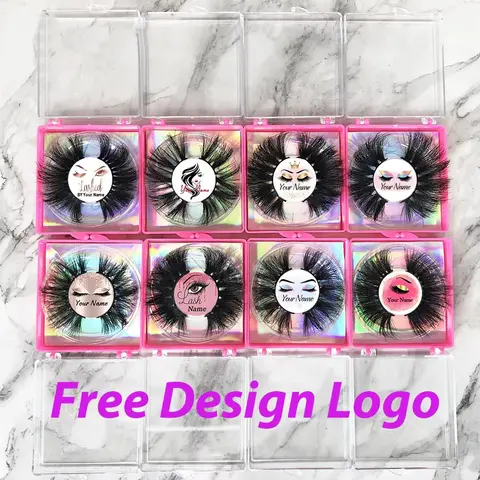 Bulk Wholesale Fluffy 22-25MM Mink Eyelashes Box Package Supplies Makeup Messy 5D 8D Mink Lashes Handmade False Eyelashes Vendor