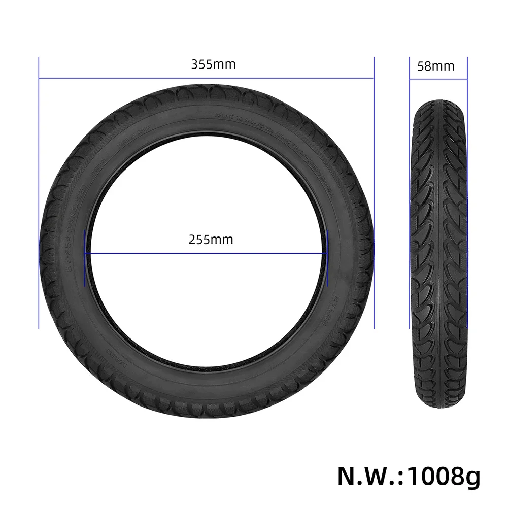 14 Inch Electric Bicycle Tire 14x2.125(57-254) Rubber Tubeless Tyre Replacement Electric Bike Accessories