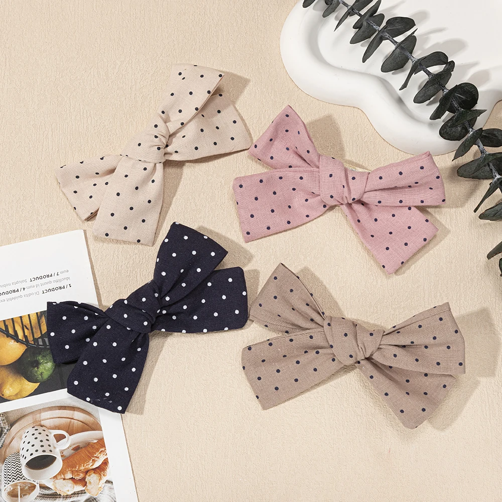新しい韓国スタイルドットプリント弓ヘアクリップ女の赤ちゃんファッション甘いちょう結びヘアグリップバレッタヘアピン写真撮影アクセサリー