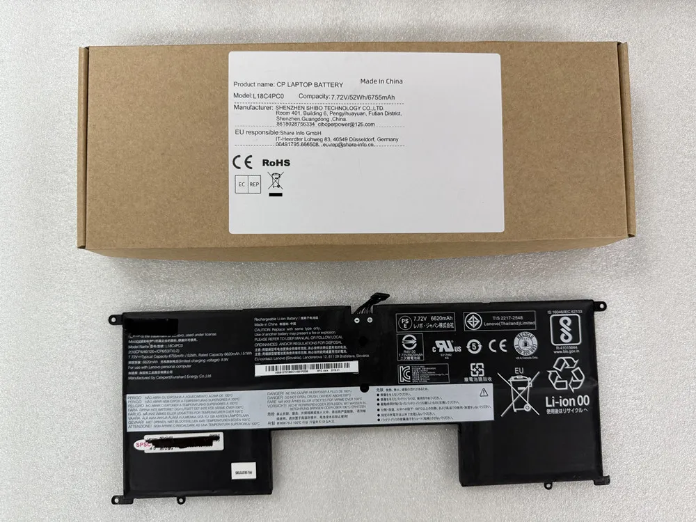 

L18C4PC0 7.72V 52Wh 6755mAh L18M4PC0 Laptop Battery For S940-81Q7 S940-14IWL SB10W67346 5B10T07385