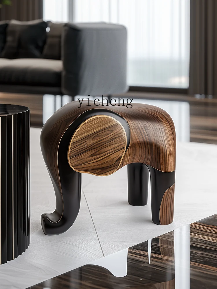 XL walnut art low stool household small stool light luxury high-end solid wood seat stool