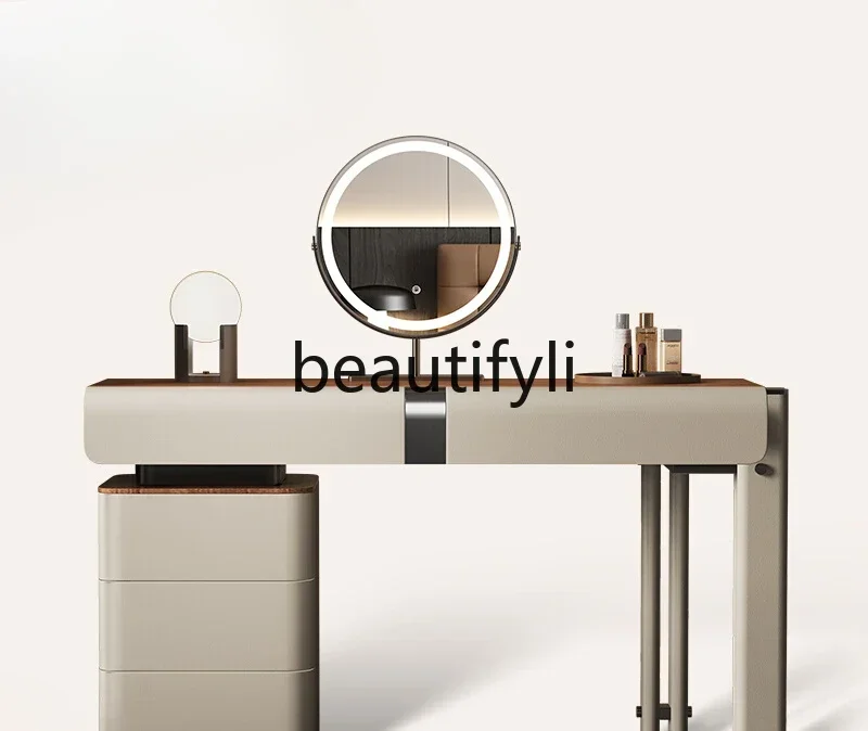 A56 Italian minimalist dresser, simple modern walnut solid wood makeup table, dresser and chest integrated
